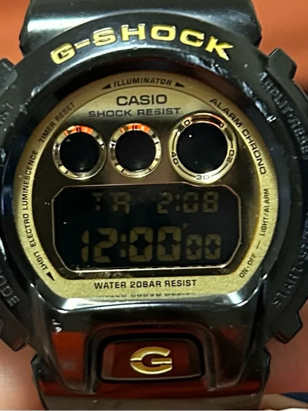 G-Shock Digital Watch - Black with Gold Accents